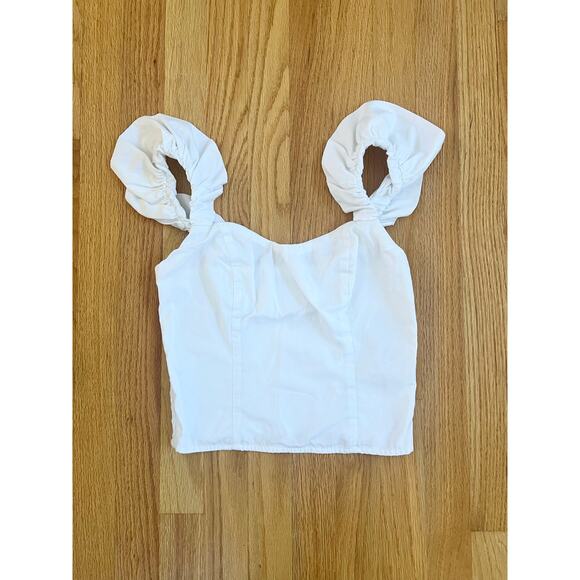 Abercrombie and fitch bubble strap white poplin top size XS corset cropped - Picture 2 of 10